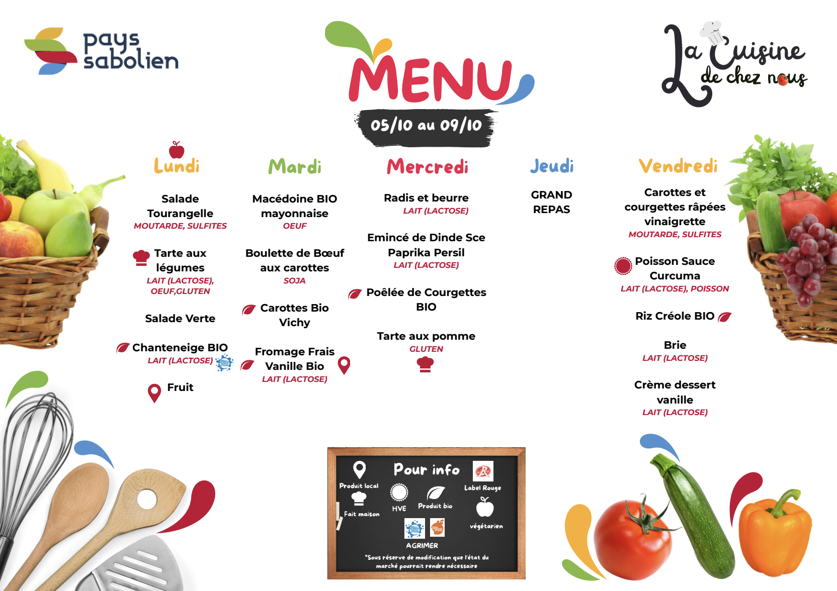Menu de la semaine