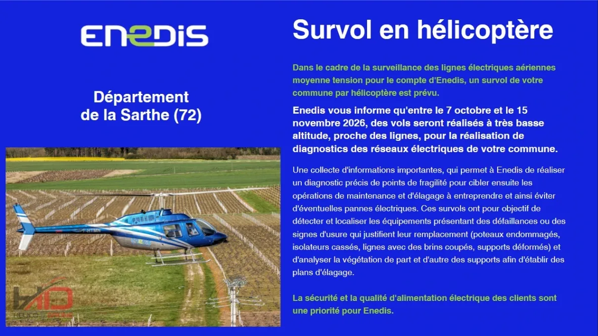 Survol en hélicoptère - ENEDIS